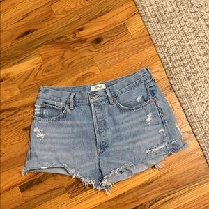 Hold agolde Light Blue Distressed Jean Shorts-